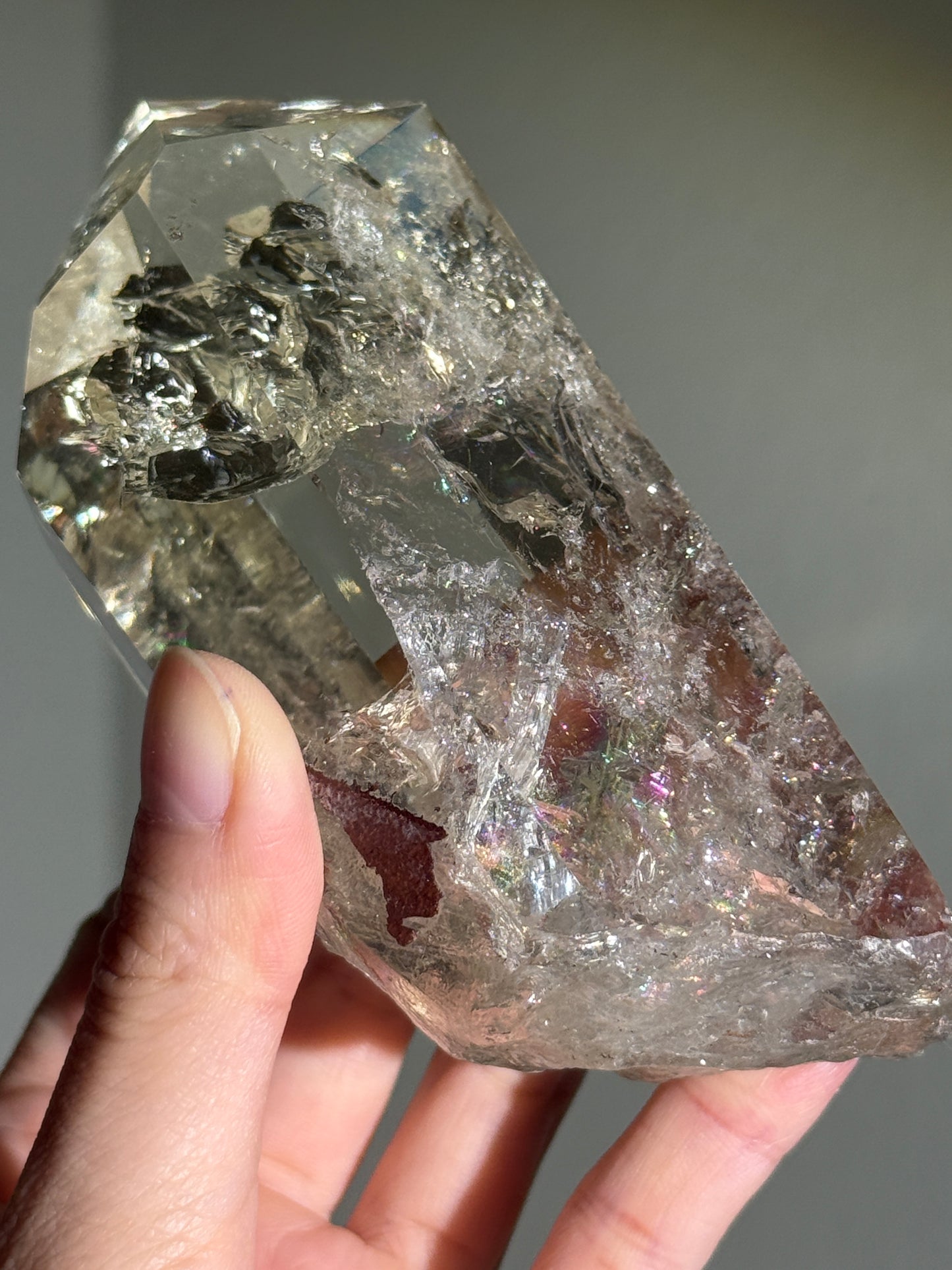 Statement Natural Champagne Rainbow Citrine Point On Customized Stand, Brazil