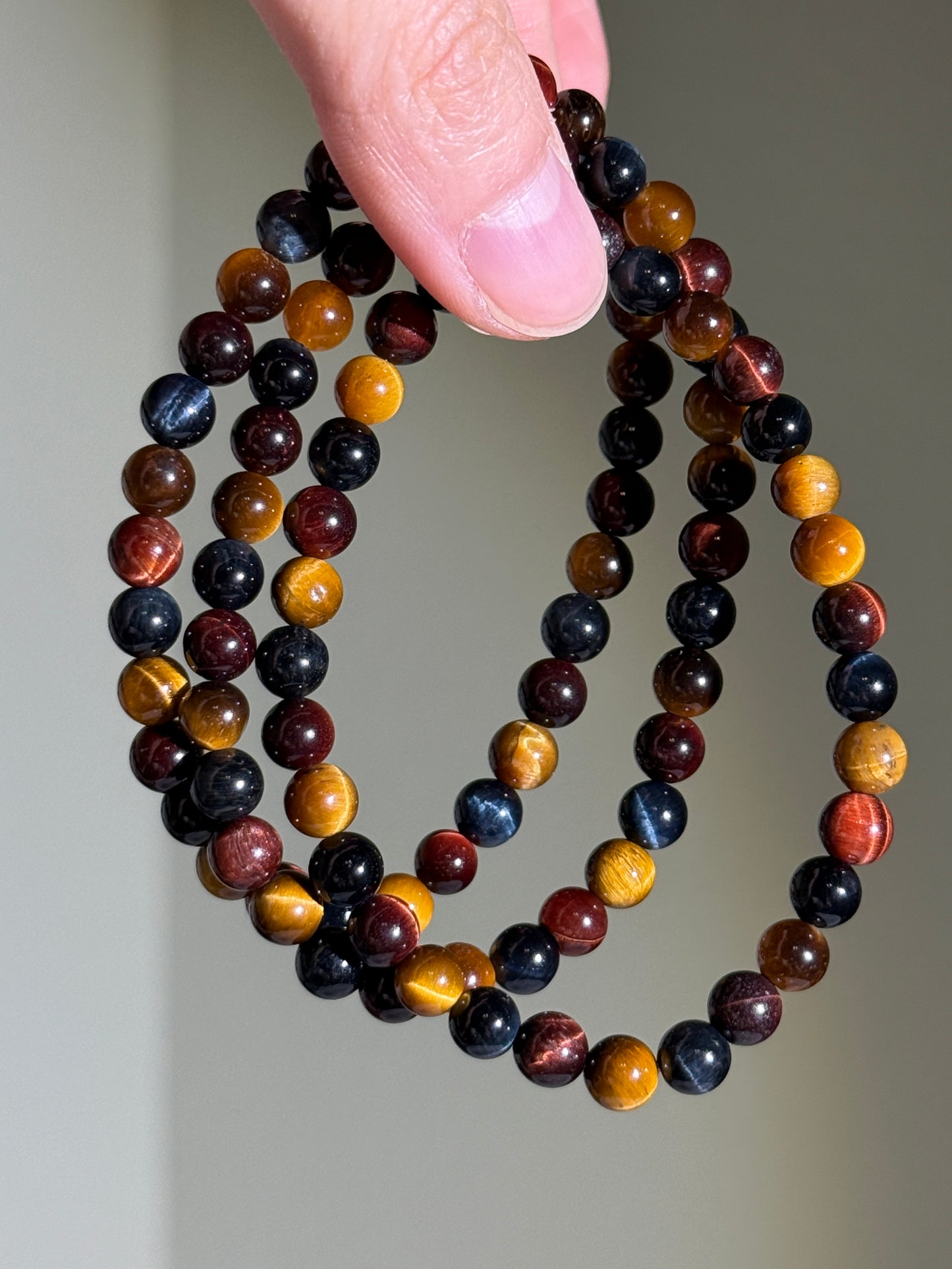 Tricolor Tiger Eye Bracelets, 6.5mm