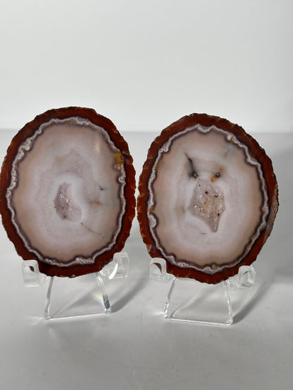 Red & Pink Zhanguo Agate Pair, China