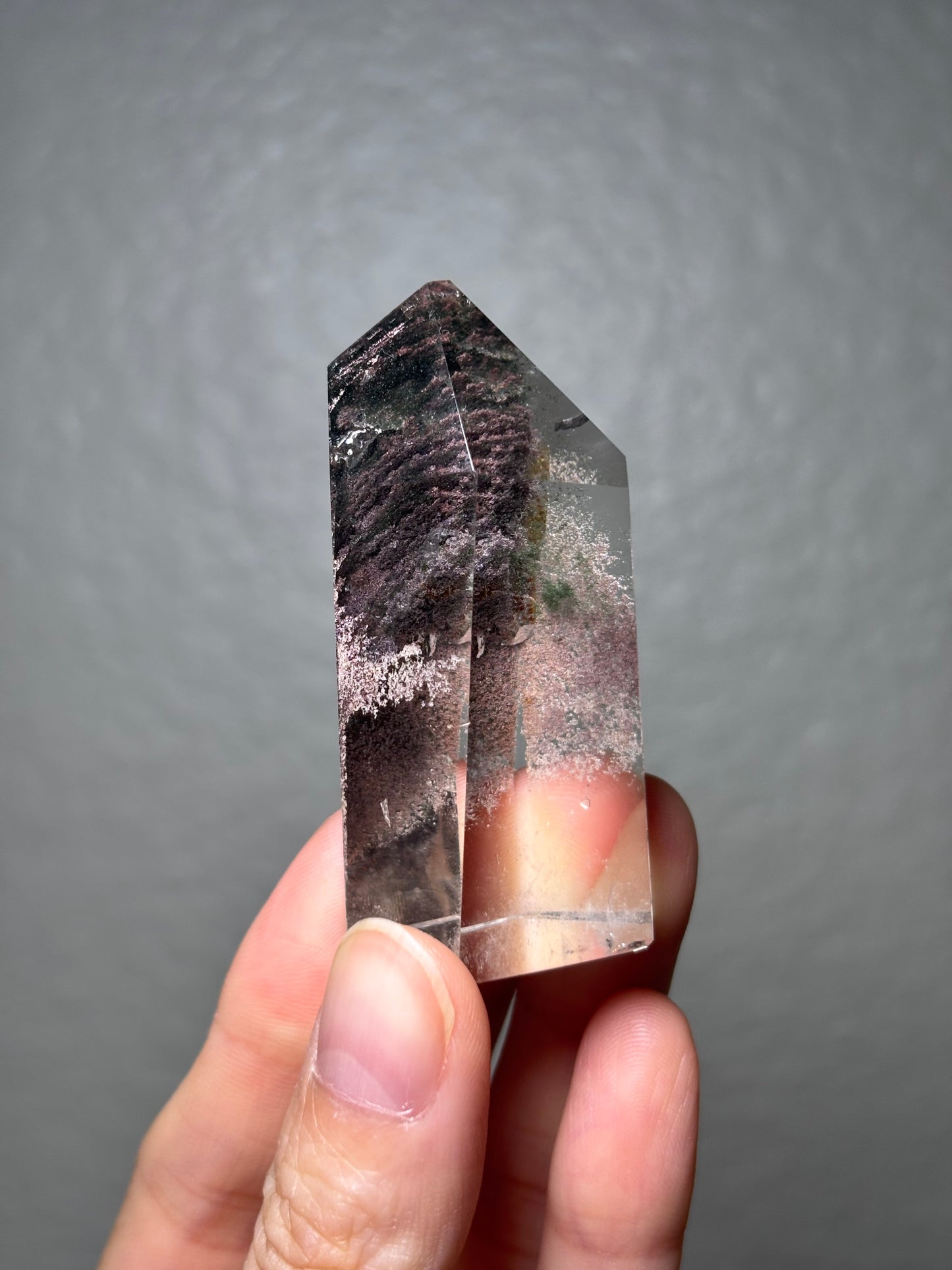 High Quality Water Clear Green Purple Garden Quartz Tower, Brazil