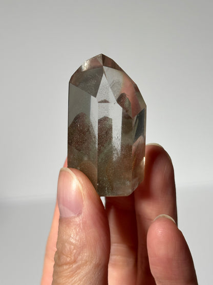 High Quality Water Clear Green Phantom Chlorite Tower With Phantom Lodalite, Brazil