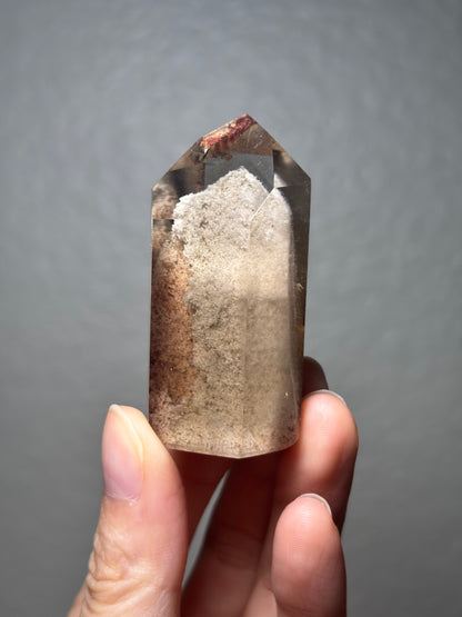 High Quality Water Clear Phantom Smoky Quartz With Phantom Pink Lodalite Tower, Brazil