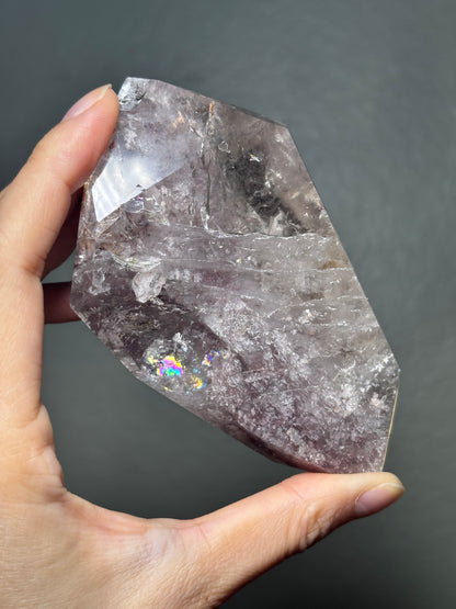 Large Rare Pink Lithium Double Terminated Freeform With Manifestation Quartz, Brazil