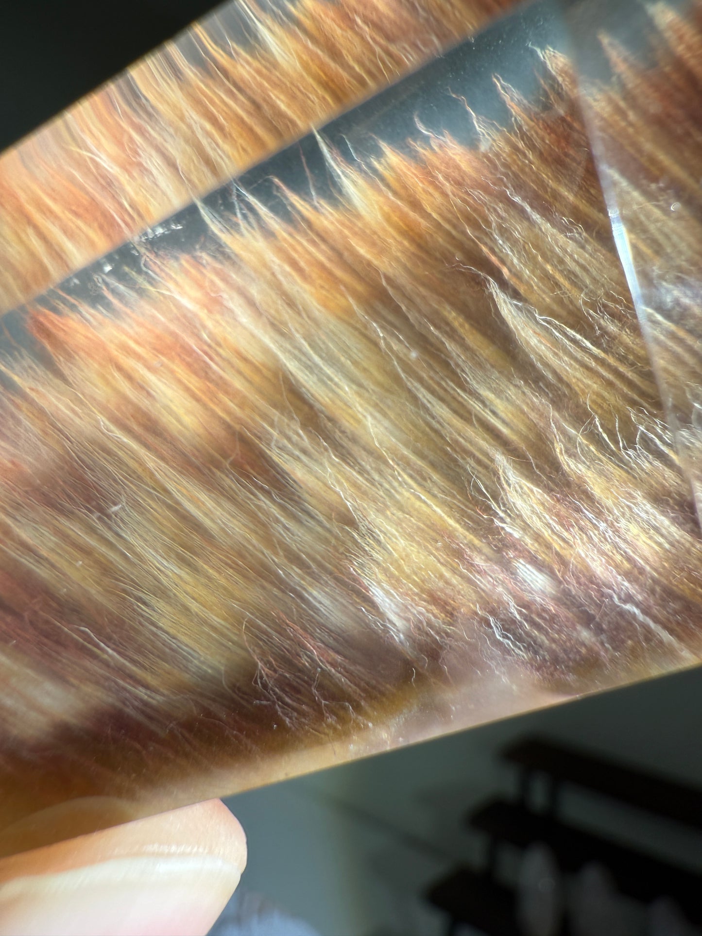 Collector's Grade Water Clear Orange Red Amphibole Quartz Double Terminated Freeform