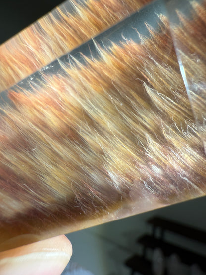 Collector's Grade Water Clear Orange Red Amphibole Quartz Double Terminated Freeform