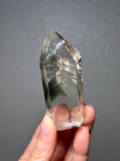 High Quality Large Water Clear Phantom Green Chlorite & Lodalite Tower, Brazil