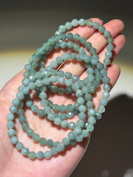 Faceted Blue Water Jade Bracelets, 5.5mm