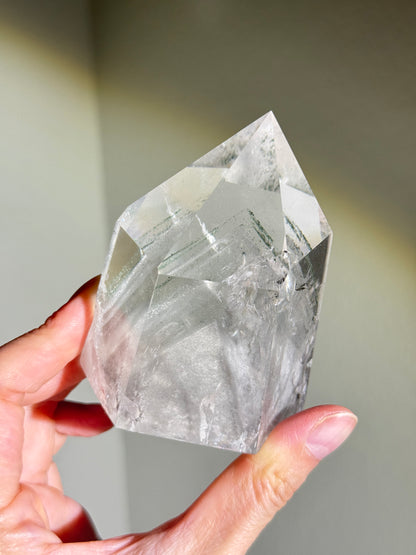 High Quality Statement Collector’s White & Green Phantom Chlorite in Quartz Tower, Brazil