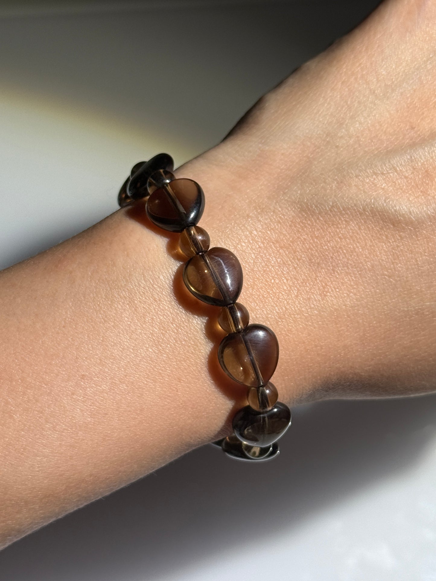 Smoky Quartz Heart Bracelets, 12mm