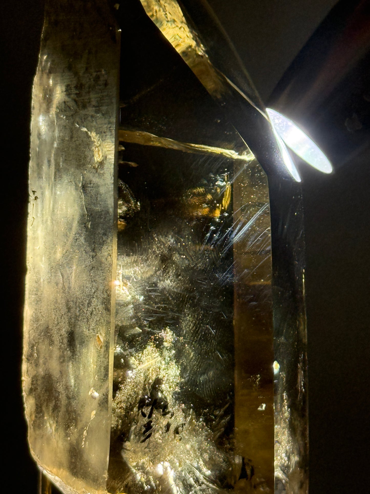 Statement Hematite in Natural Smoky Phantom Citrine Point, Brazil