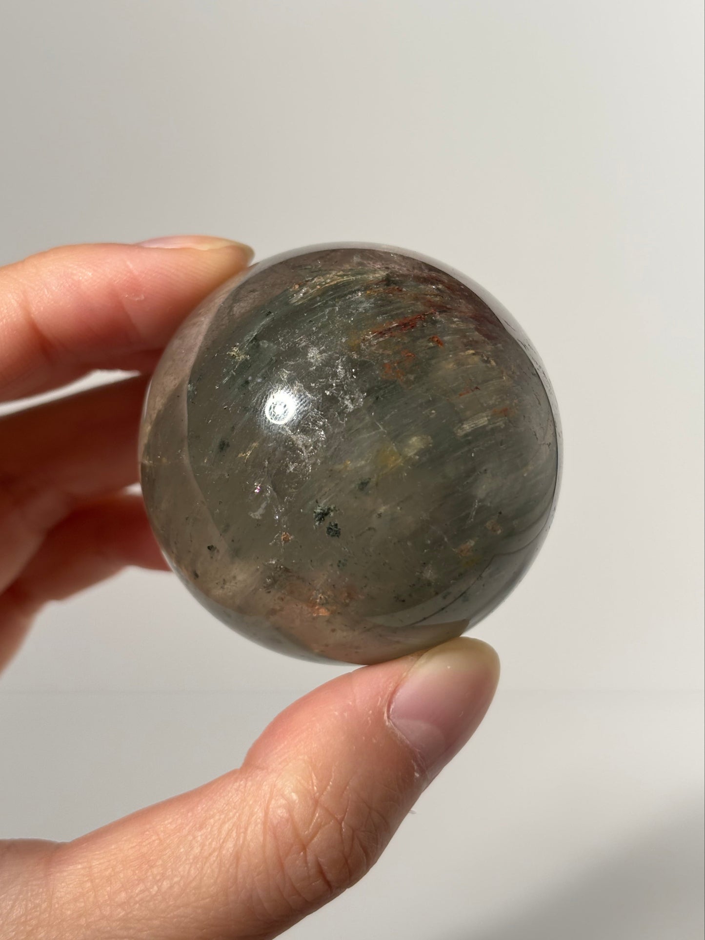 Pink Green Garden Quartz Sphere With Epidote, Zambia