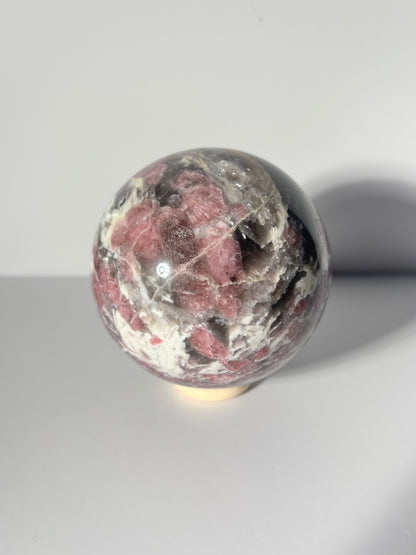 Large Pink Tourmaline x Smoky Quartz x Lepidolite Sphere