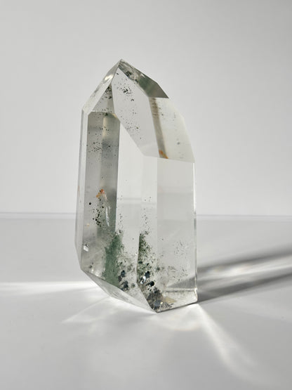 High Quality Large Rare Green Phantom Chlorite Tower With Hematite, Brazil