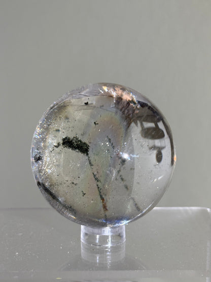 High Quality Rainbowy Green Phantom Chlorite Quartz Sphere, Brazil