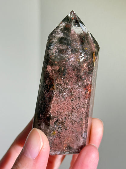 High Quality Large Water Clear Bright Pink Green Garden Quartz Tower, Zambia