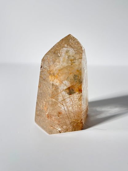 High Quality Chunky Unique Peachy Pink Rutile Quartz Tower, Brazil