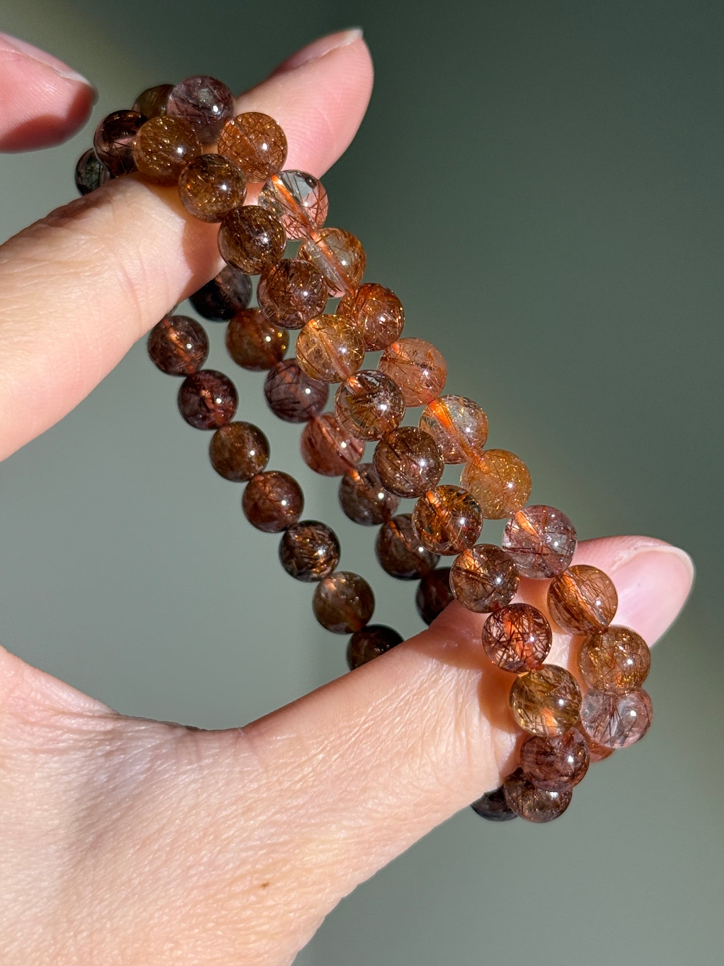 Dense Red Copper Rutile Bracelets, 7mm