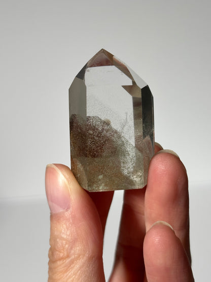 High Quality Water Clear Green Phantom Chlorite Tower With Phantom Lodalite, Brazil