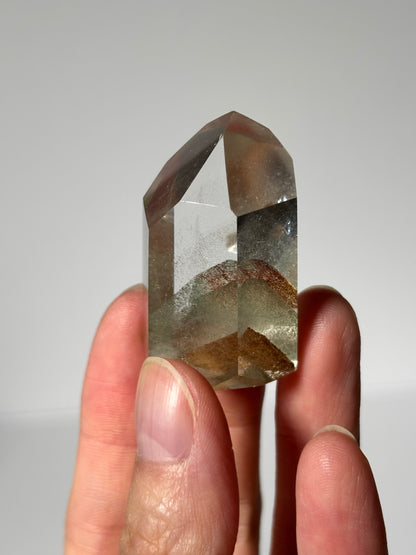 High Quality Water Clear Green Phantom Chlorite Tower With Phantom Lodalite, Brazil