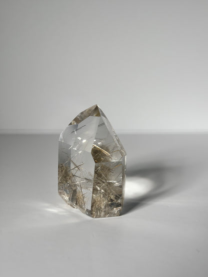 High Quality Water Clear Silver Rutile x White Lodalite Quartz Tower, Brazil