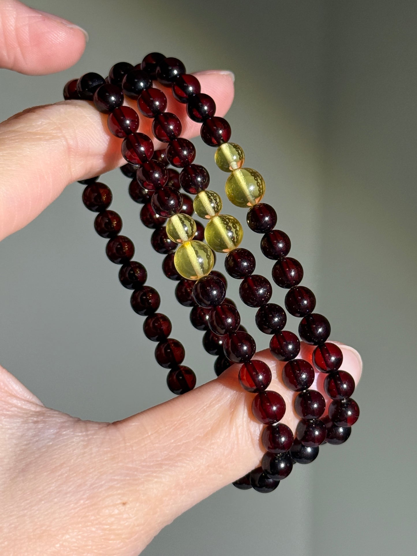 Genuine Blood Amber & Golden Amber Bracelets, 5.5-6mm