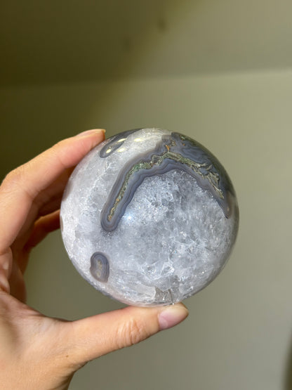 Large Quartzy Moss Agate Sphere