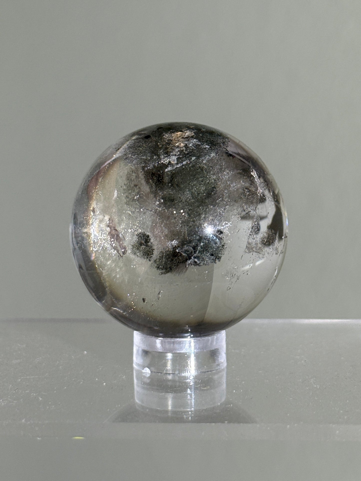 High Quality Water Clear Sage Green Garden Quartz Sphere, Brazil