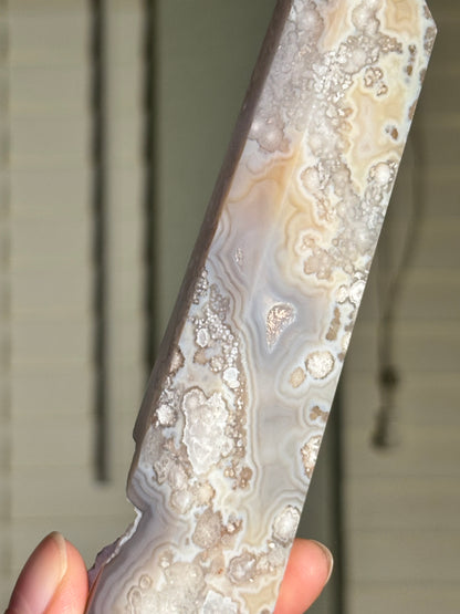 High Quality Unique Cream Beige Flower Agate Tower, Madagascar