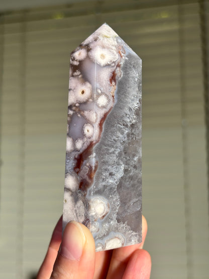 Quartzy Blue Flower Agate Tower, Madagascar