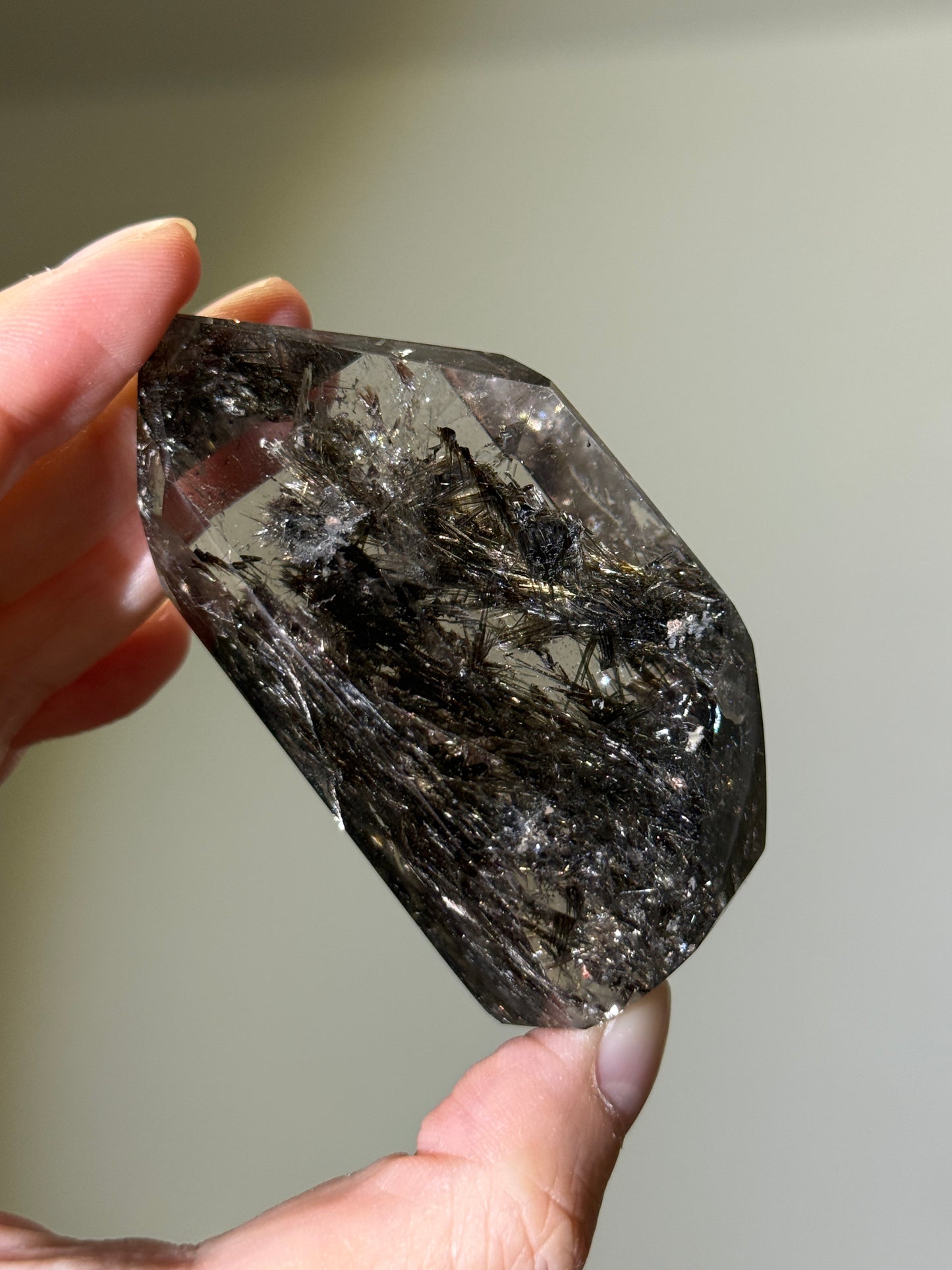 Rare Large Black Feather Rutile In Quartz Tower, Brazil