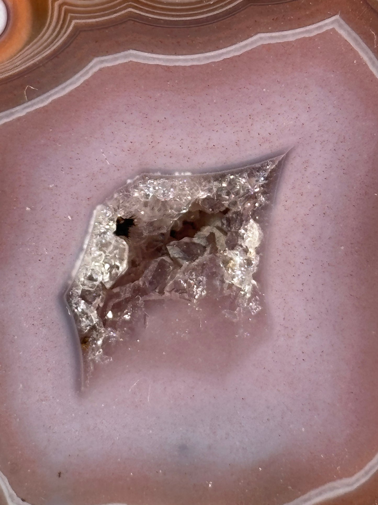 High Quality Large Pink Druzy Zhanguo Agate Pair, China