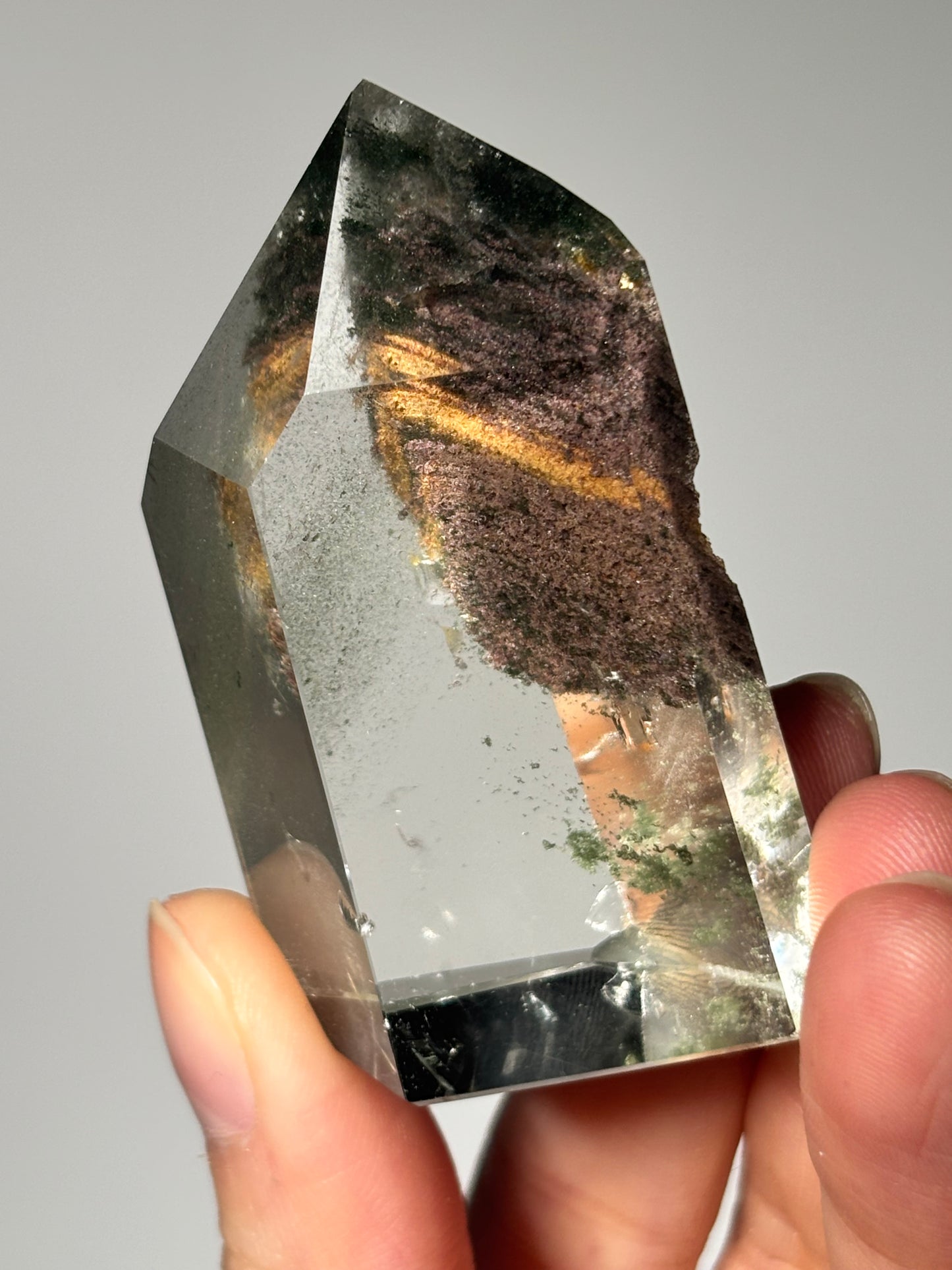 High Quality Water Clear Phantom Chlorite & Lodalite Tower, Brazil