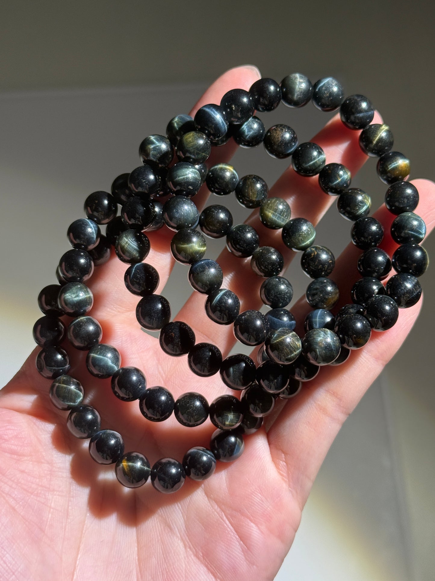 Blue Tiger Eye Bracelets, 8mm