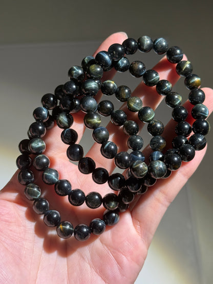 Blue Tiger Eye Bracelets, 8mm