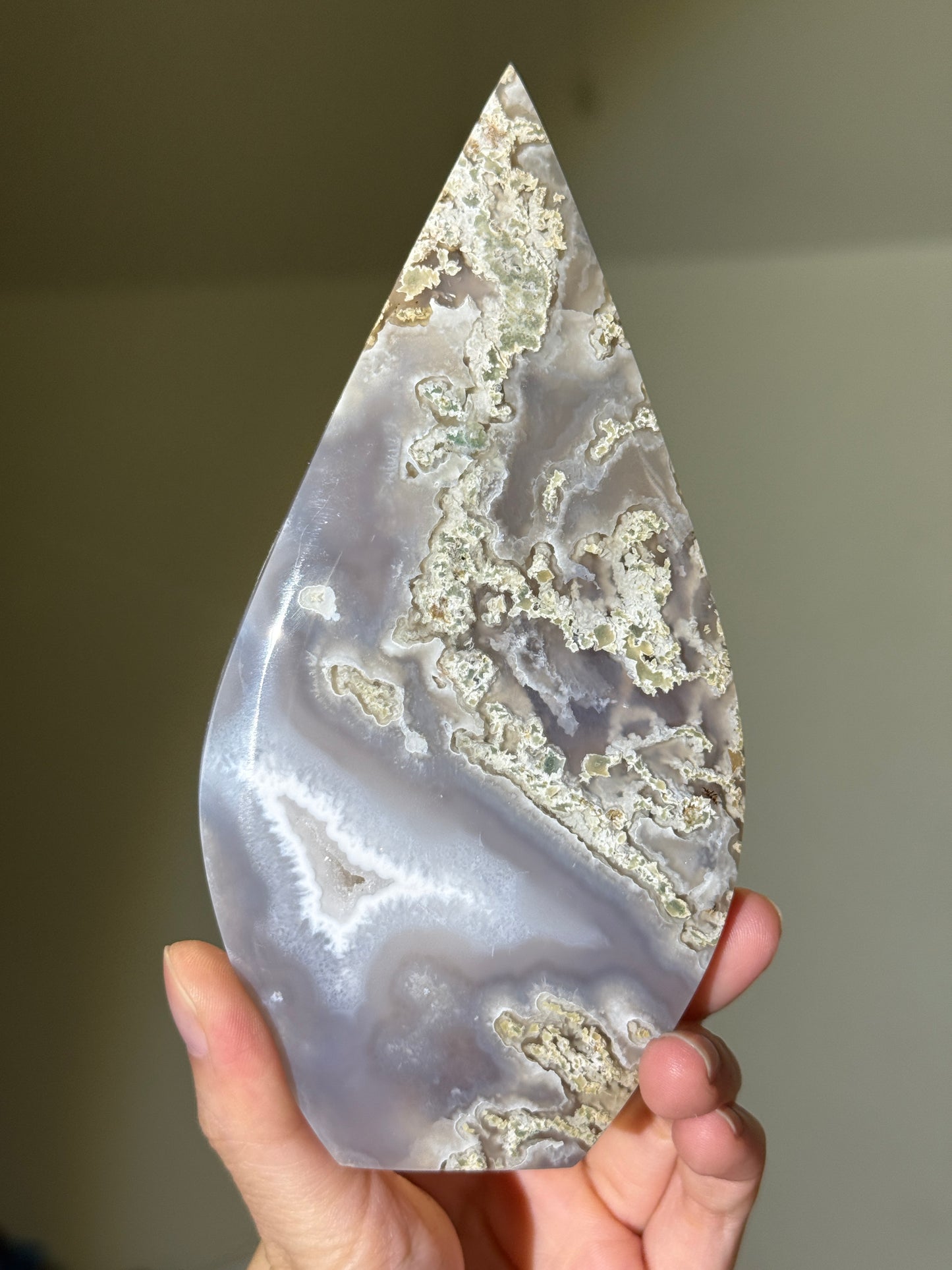 Large Druzy Moss Agate Flame