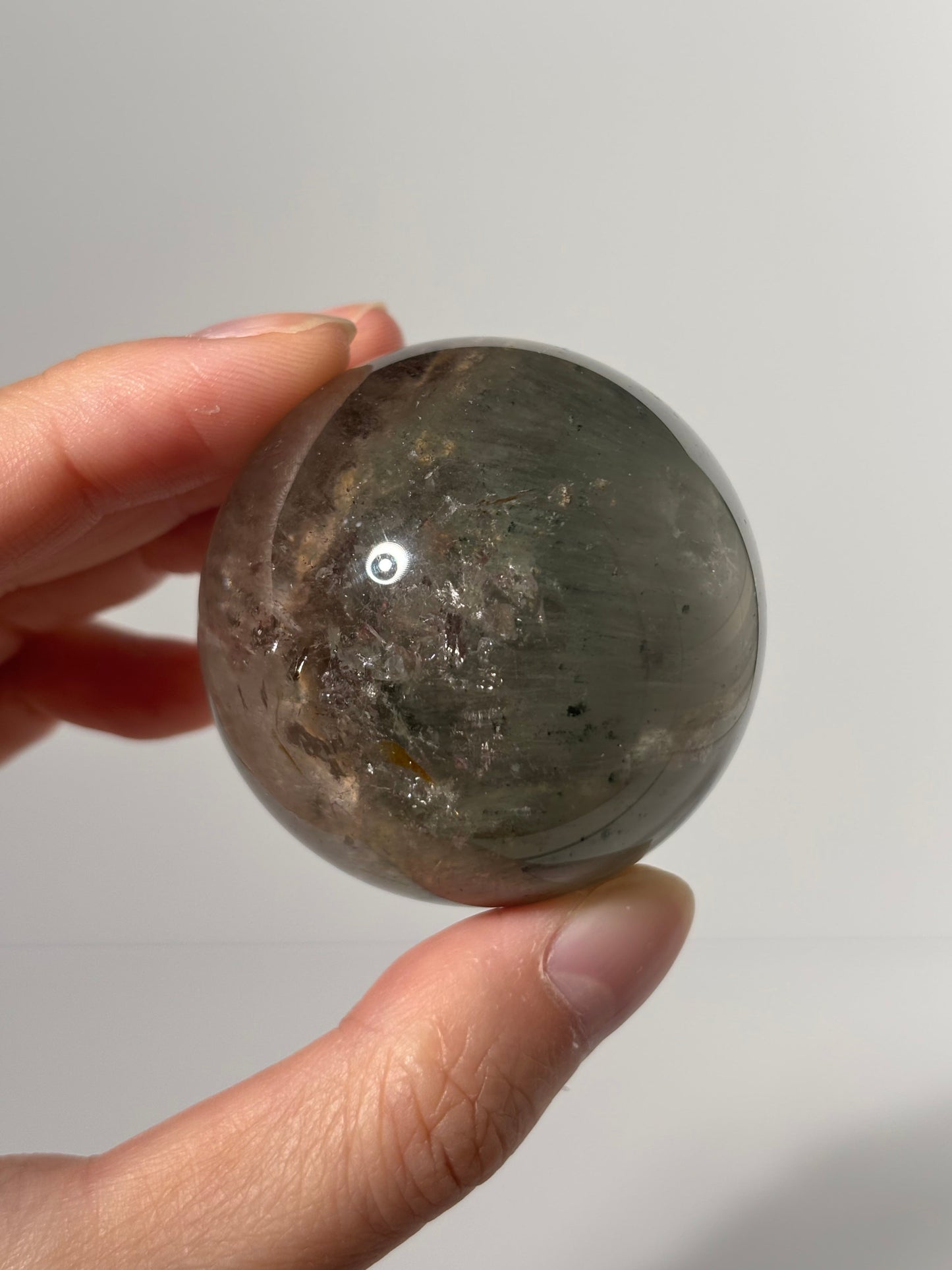 Pink Green Garden Quartz Sphere With Epidote, Zambia