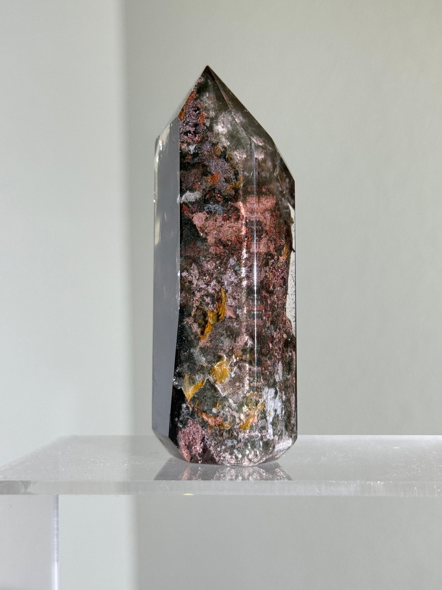 High Quality Large Water Clear Bright Pink Green Garden Quartz Tower, Zambia