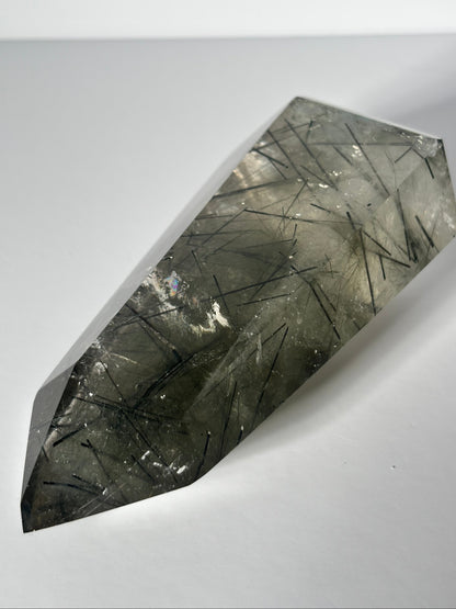 High Quality Large Green & Black Tourmaline in Quartz Tower, Brazil