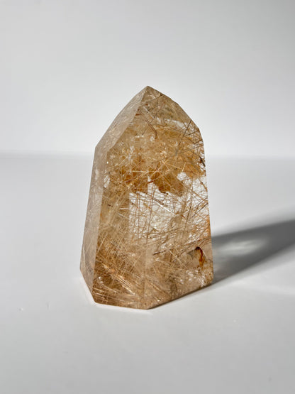 High Quality Chunky Unique Peachy Pink Rutile Quartz Tower, Brazil