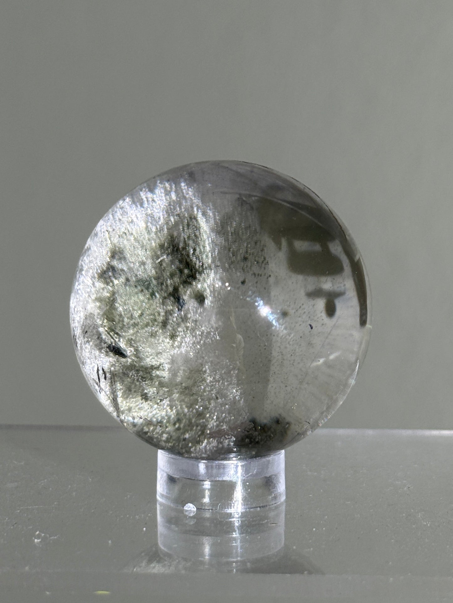 High Quality Water Clear Sage Green Garden Quartz Sphere, Brazil