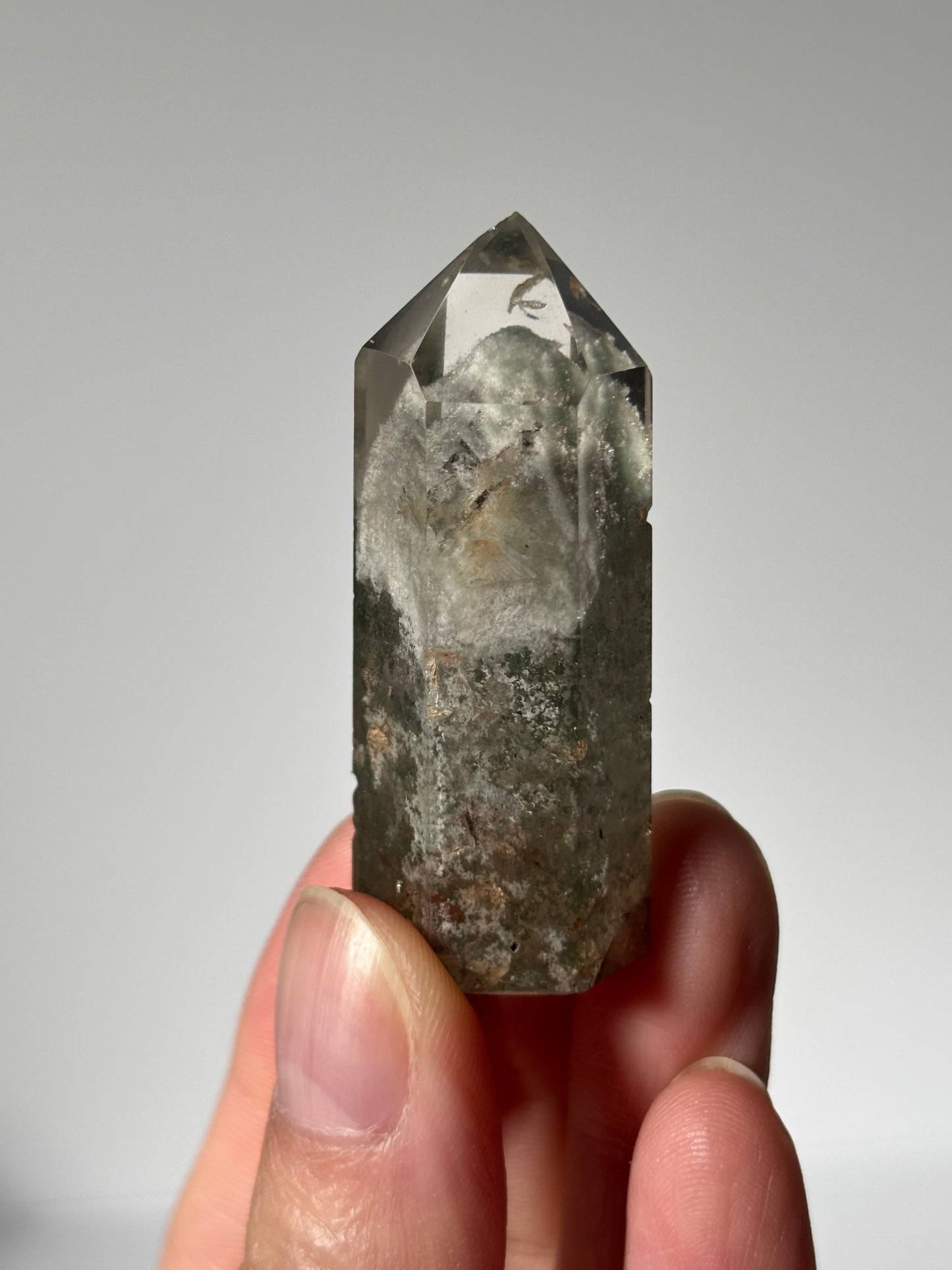 High Quality Sage Green Phantom Lodalite Tower, Brazil