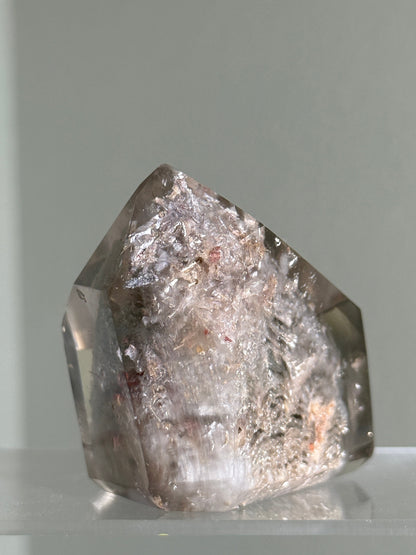 Large Dreamy Sage Green Layered Lodalite x Amphibole In Quartz Freeform, Brazil