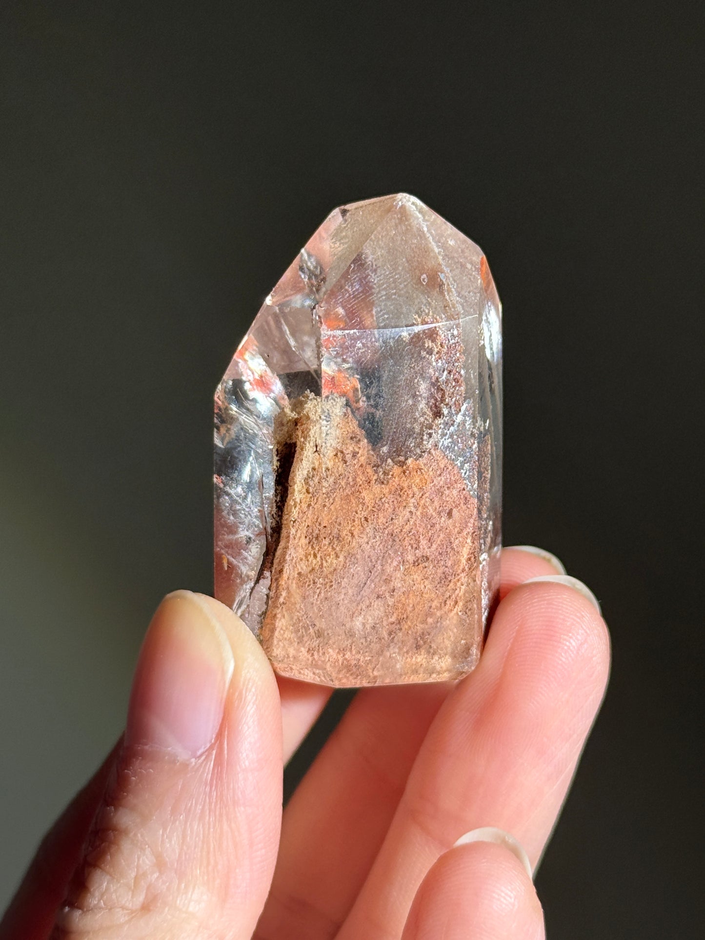 High Quality Unique Peachy Orange Lodolite in Quartz Tower, Brazil