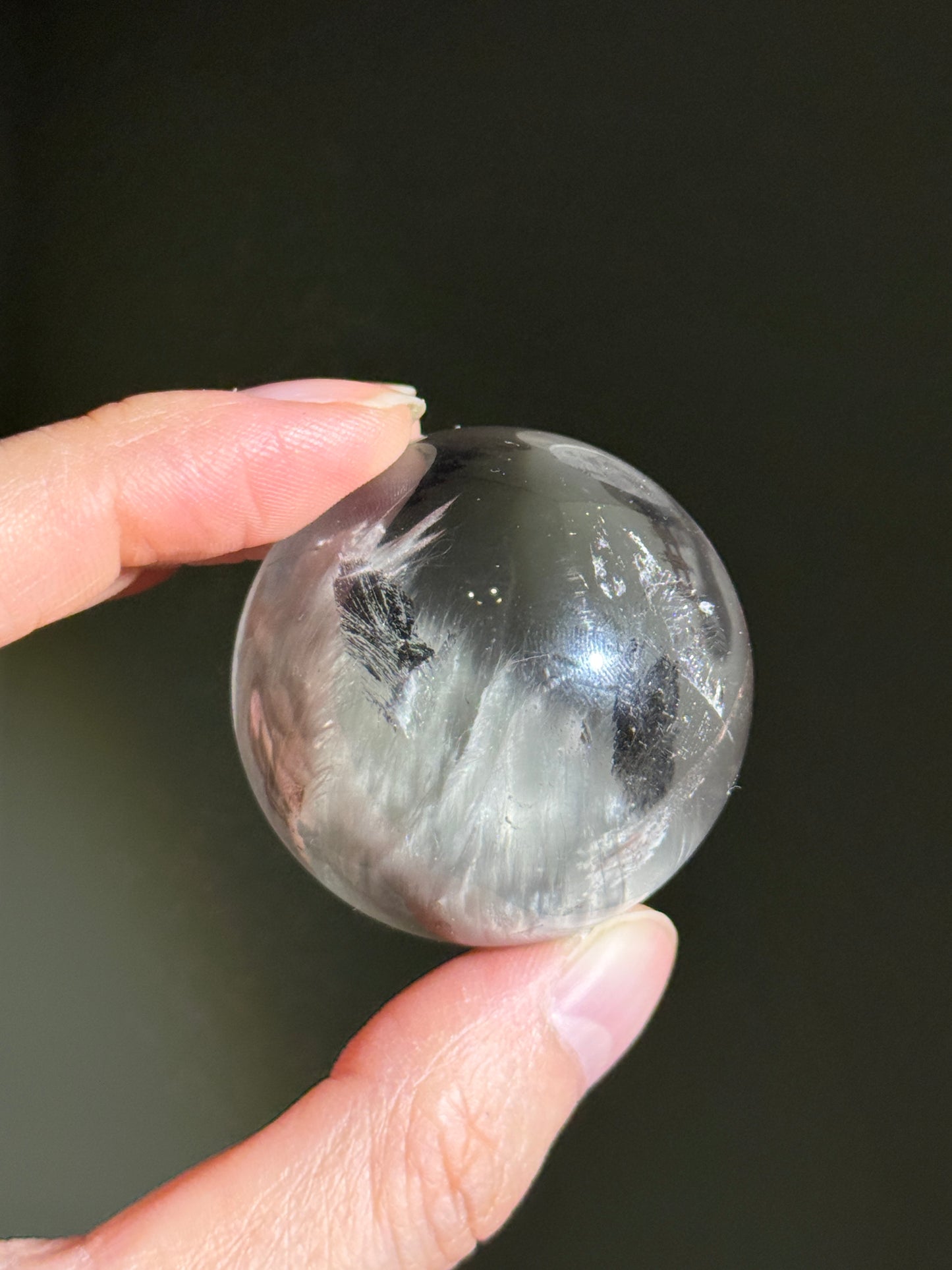 Rare Collector's Grade Gray Amphibole Quartz Sphere, Brazil