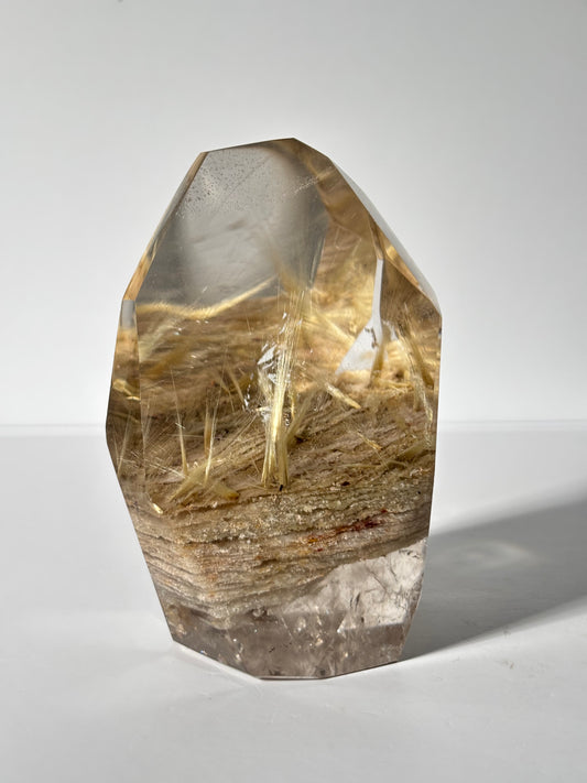 Statement Golden Starburst Rutile on Layered Lodalite Freeform