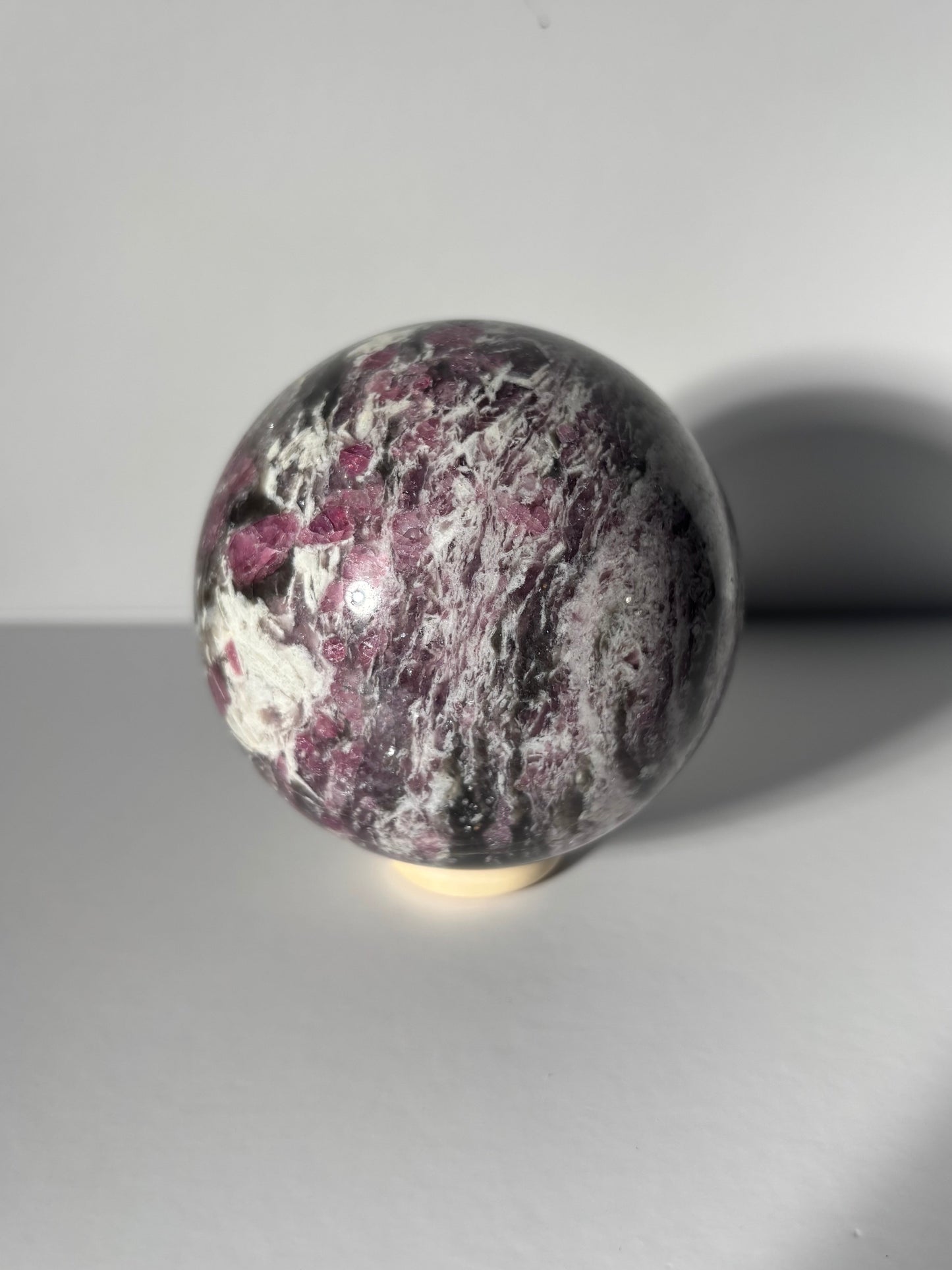 Large Pink Tourmaline x Smoky Quartz x Lepidolite Sphere