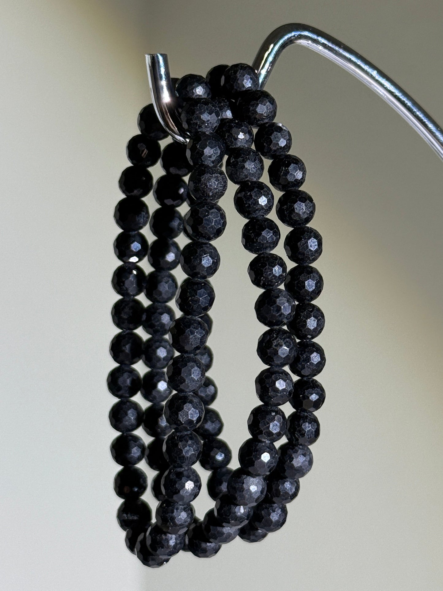 Faceted Black Tourmaline Bracelets, 6.5mm