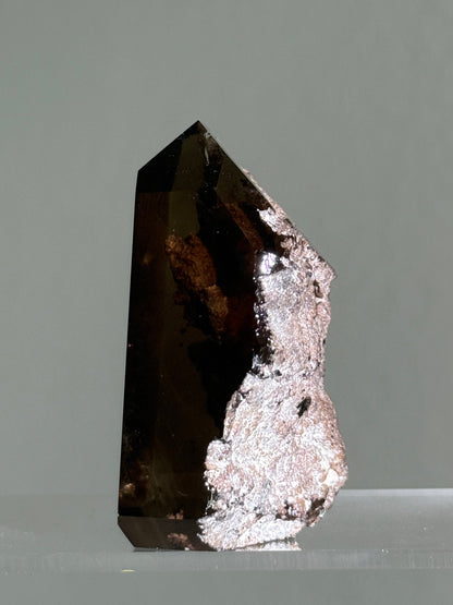 Rare Pink Lodalite in Smoky Quartz Tower, Brazil