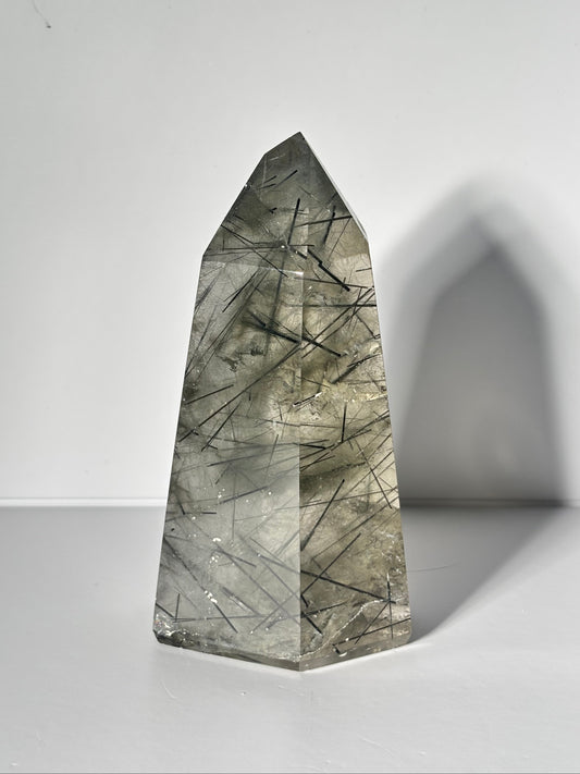 High Quality Large Green & Black Tourmaline in Quartz Tower, Brazil