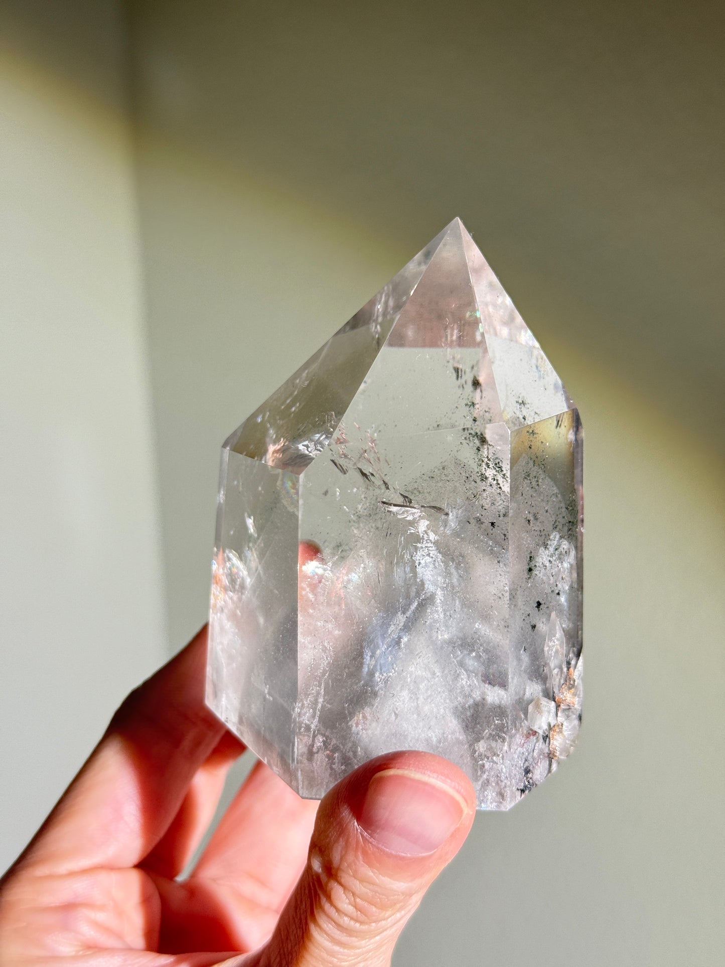 High Quality Statement Collector’s White & Green Phantom Chlorite in Quartz Tower, Brazil